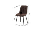 De SALE - Set van 4 stoelen 'Furas' PU Donkerbruin (1c) heeft moderne donkerbruine stoelen met zwarte poten en gelabelde afmetingen: hoogte 88 cm, breedte 43 cm, zithoogte 48 cm, zitbreedte 44 cm, diepte 46,5 cm, rughoogte 41 cm, max gewicht 120 kg.