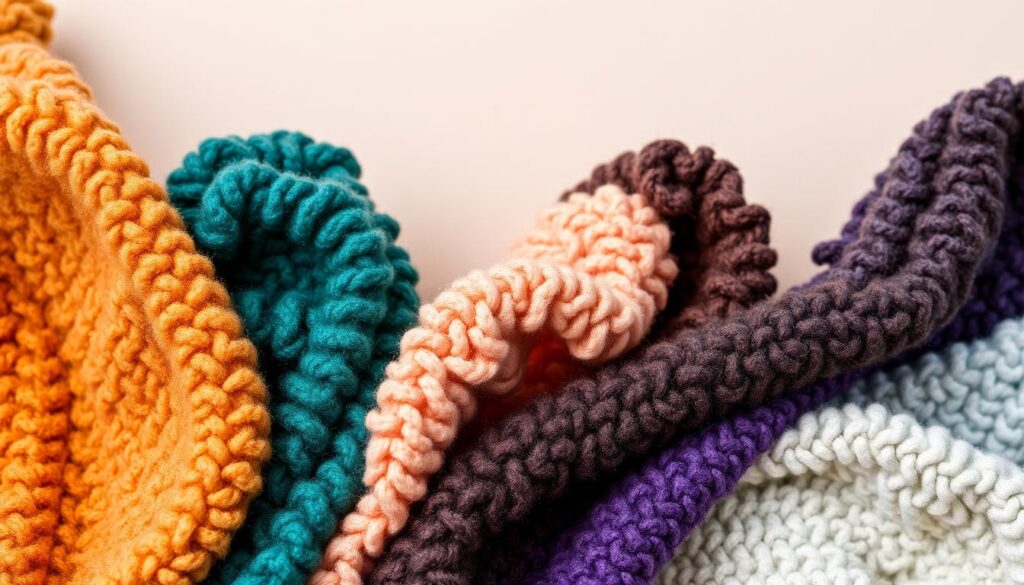 A vibrant, textured display of Bouclé fabric colors showcasing the rich depth and variety of this luxurious upholstery material. Set against a softly diffused background, the Bouclé swatches are artfully arranged to highlight their unique looped and curled textures, with each swatch representing a distinct hue ranging from warm earthy tones to cool, sophisticated shades. Carefully lit to showcase the dimensional qualities of the fabric, the image conveys a sense of tactile elegance and the potential for these materials to transform living spaces with their inviting, cozy aesthetic.