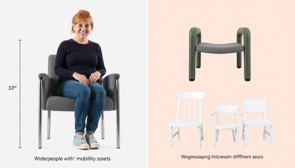 Aangepaste stoelen met verschillende zitbreedtes voor speciale doelgroepen Aangepaste stoelen met verschillende zitbreedtes voor speciale doelgroepen