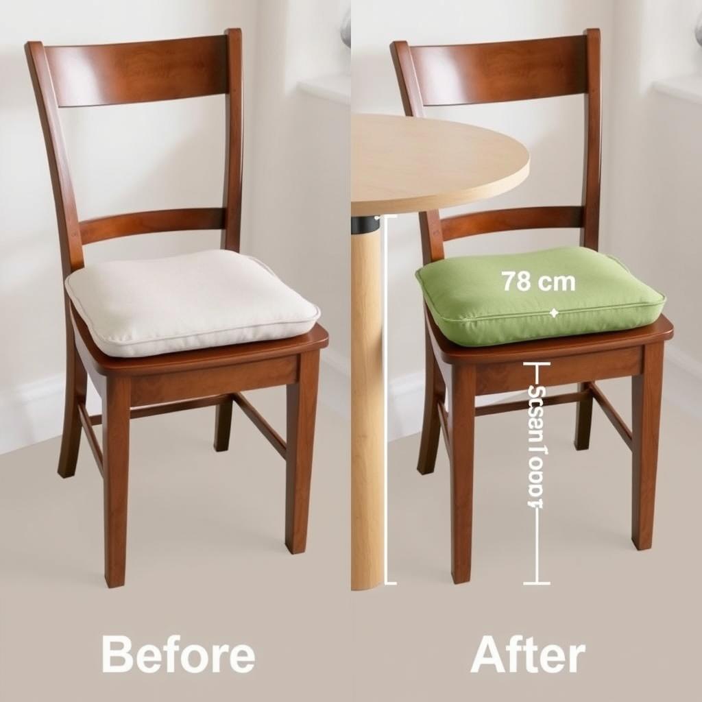 Aanpassingen voor een te lage stoel bij een tafel van 78 cm Aanpassingen voor een te lage stoel bij een tafel van 78 cm