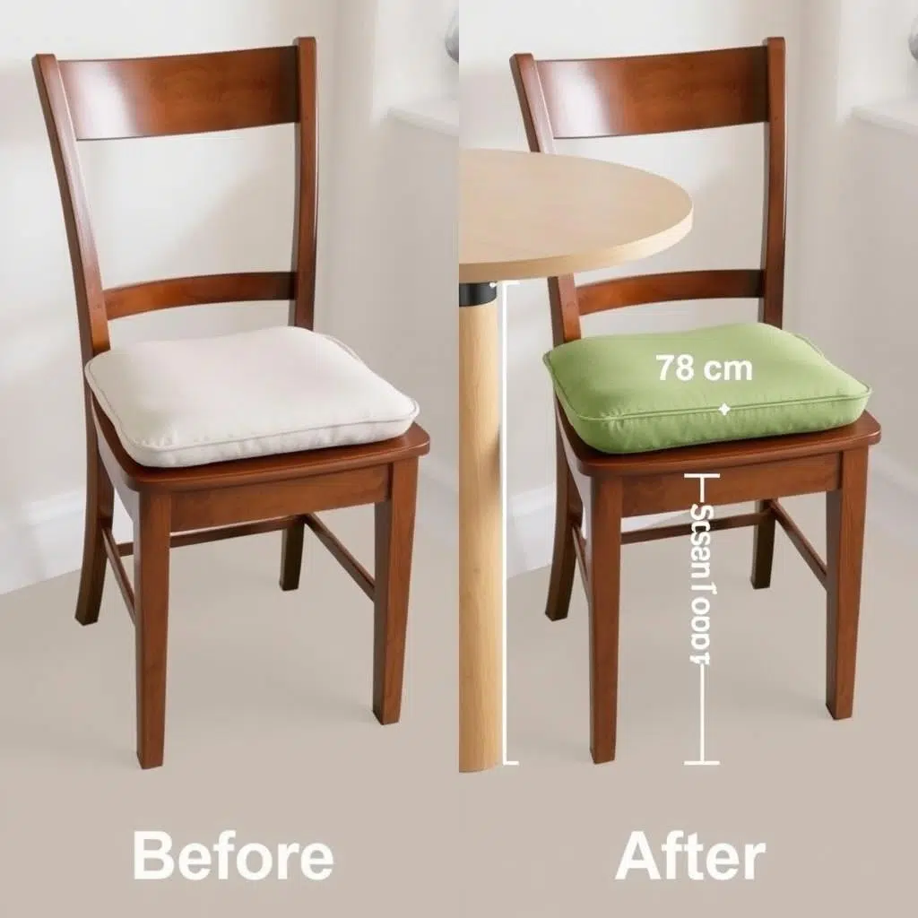 Aanpassingen voor een te lage stoel bij een tafel van 78 cm Aanpassingen voor een te lage stoel bij een tafel van 78 cm