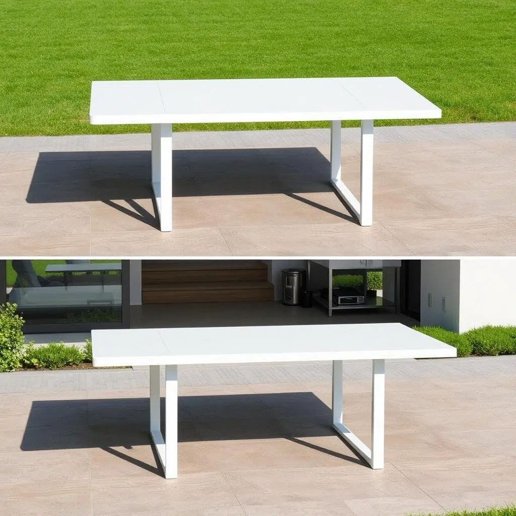 Aluminium uitschuifbare eettafel voor buiten Aluminium uitschuifbare eettafel voor buiten