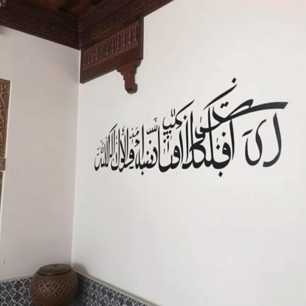 Arabische kalligrafie als decoratief element in Oosters interieur Arabische kalligrafie als decoratief element in Oosters interieur