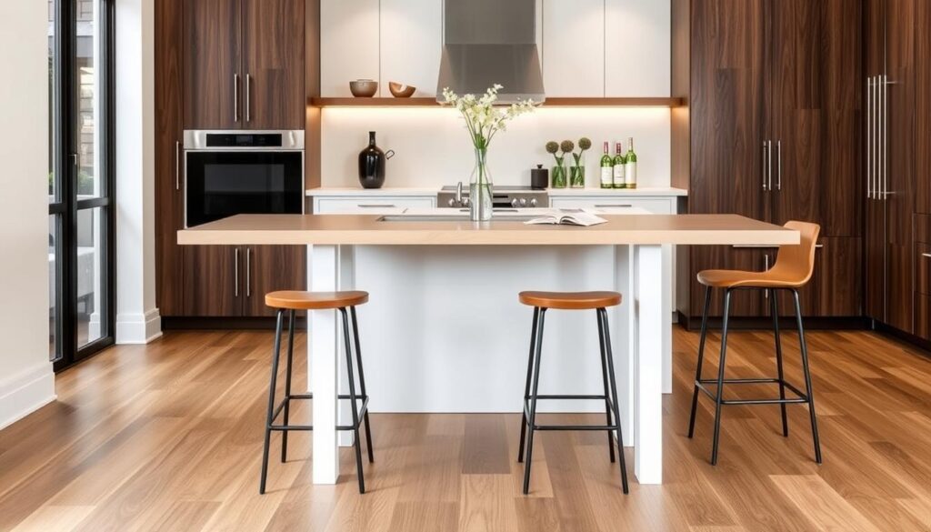 Bartafel met hoge eetkamerstoelen als uitzondering op de standaard hoogteverhouding Bartafel met hoge eetkamerstoelen als uitzondering op de standaard hoogteverhouding