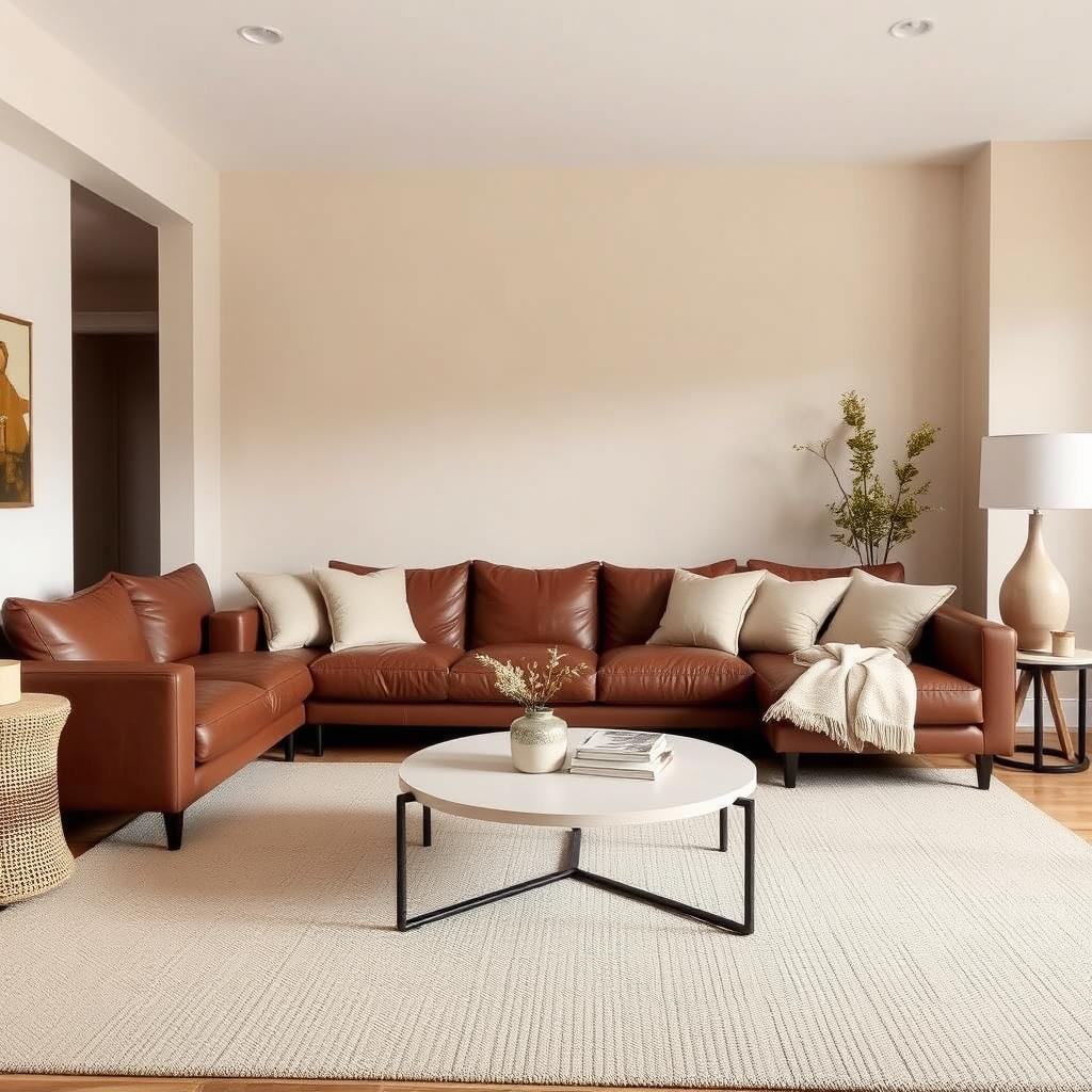 Beige en bruin kleurencombinatie in een woonkamer Beige en bruin kleurencombinatie in een woonkamer