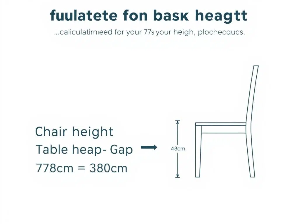 Berekeningsformule voor stoelhoogte bij een eettafel van 78 cm hoog Berekeningsformule voor stoelhoogte bij een eettafel van 78 cm hoog