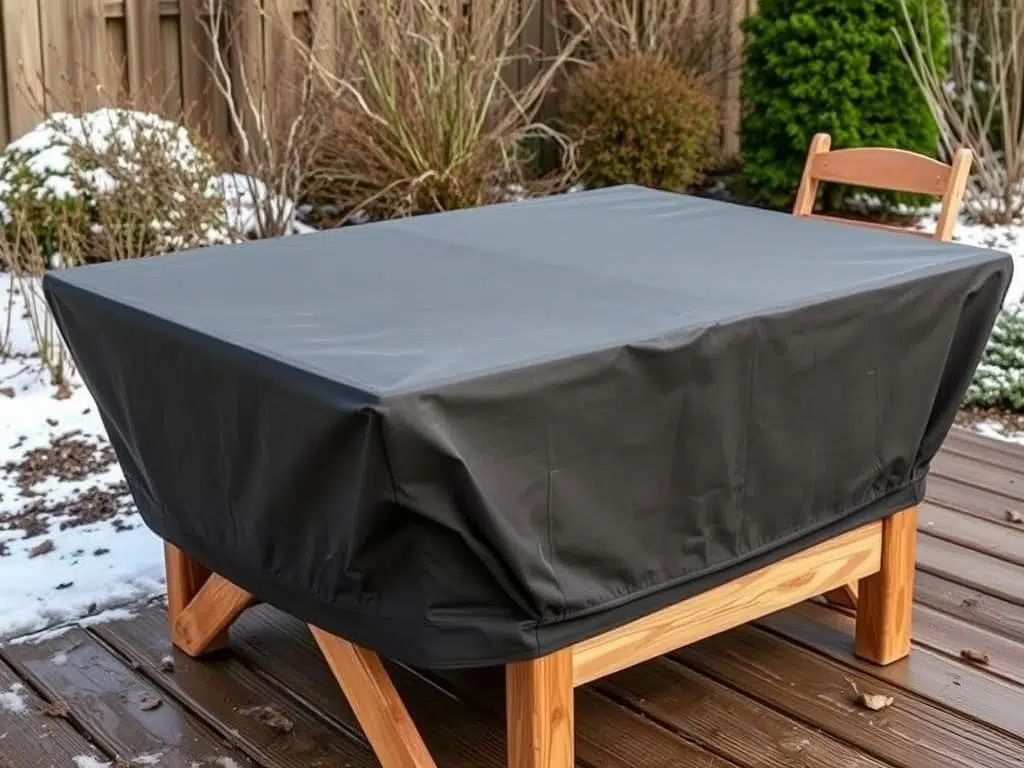 Beschermhoes voor houten tuinmeubelen in de winter Beschermhoes voor houten tuinmeubelen in de winter