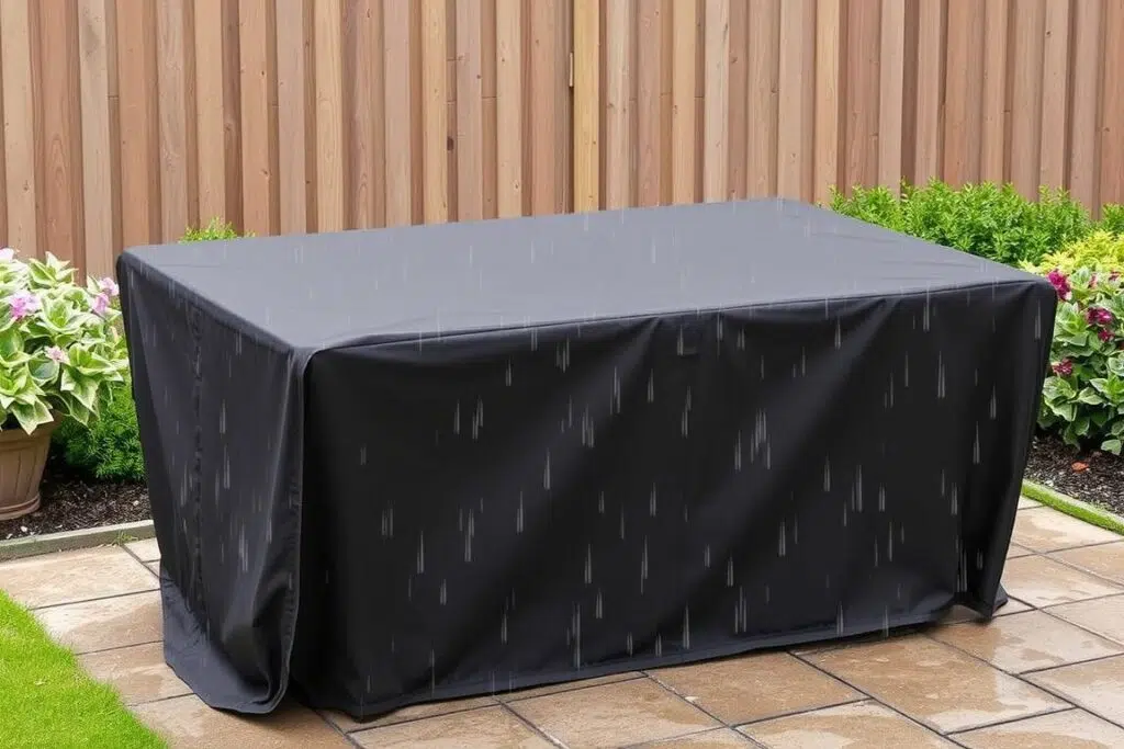Beschermhoes voor houten tuintafel Beschermhoes voor houten tuintafel