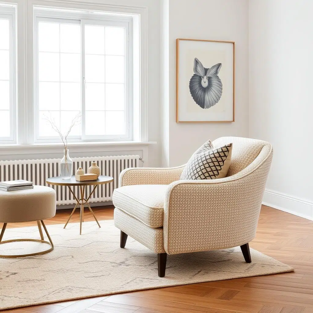 Bouclé fauteuil als statement stuk in een woonkamer Bouclé fauteuil als statement stuk in een woonkamer