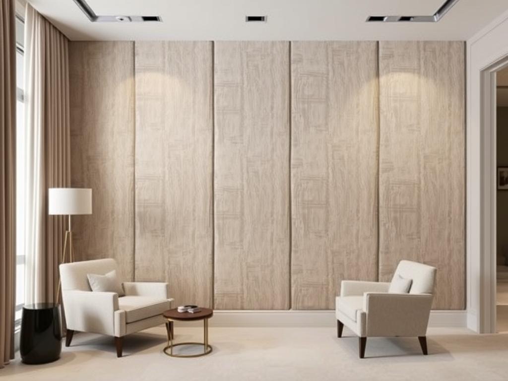 Bouclé wandpanelen in een elegant interieur Bouclé wandpanelen in een elegant interieur