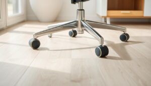 Bureaustoel met speciale wieltjes op laminaatvloer