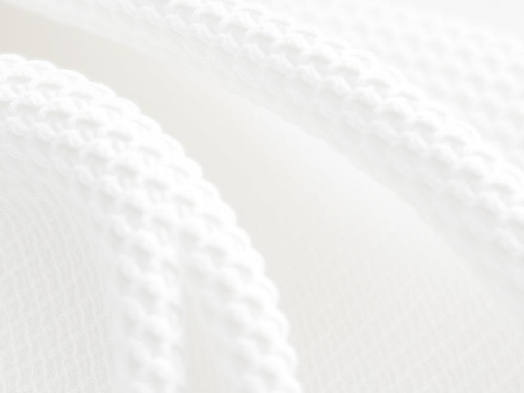 Close-up van witte boucle stof met kenmerkende lussen en textuur in een neutrale setting.