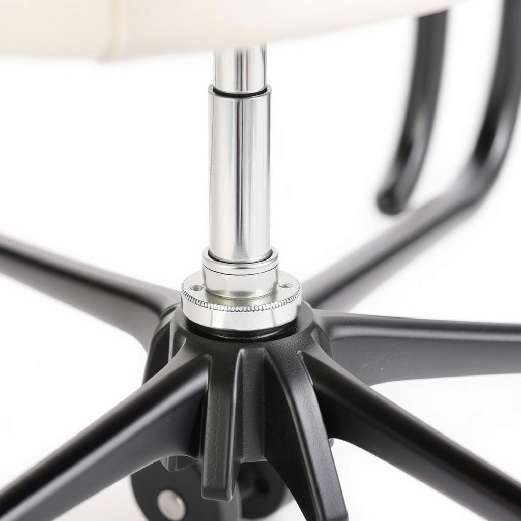 Close-up van een stiftbevestiging voor wielen onder stoel Close-up van een stiftbevestiging voor wielen onder stoel
