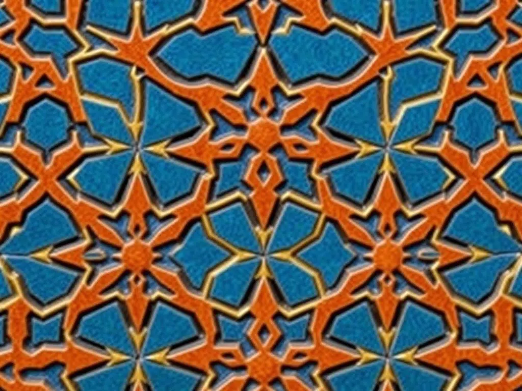 Close-up van geometrische patronen in Marokkaans interieur