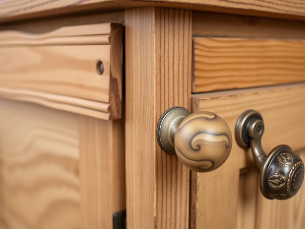 Close-up van kwaliteitsdetails in landelijk meubilair