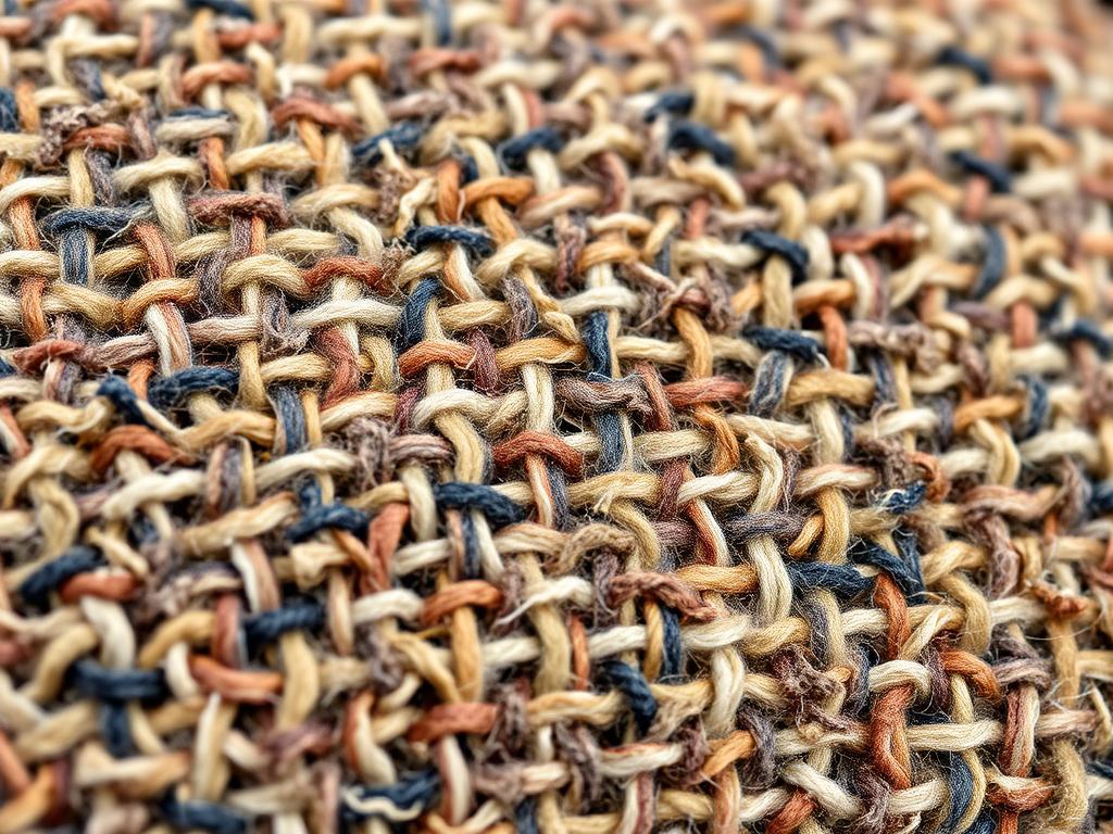 Close-up van tweed stof als alternatief voor boucle, met zichtbaar geweven patroon en textuur Close-up van tweed stof als alternatief voor boucle, met zichtbaar geweven patroon en textuur