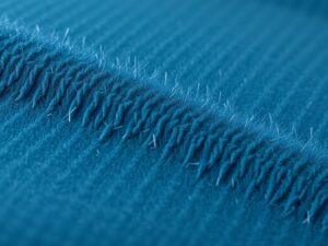 Close-up van velvet stof die de textuur en richting van de haartjes toont