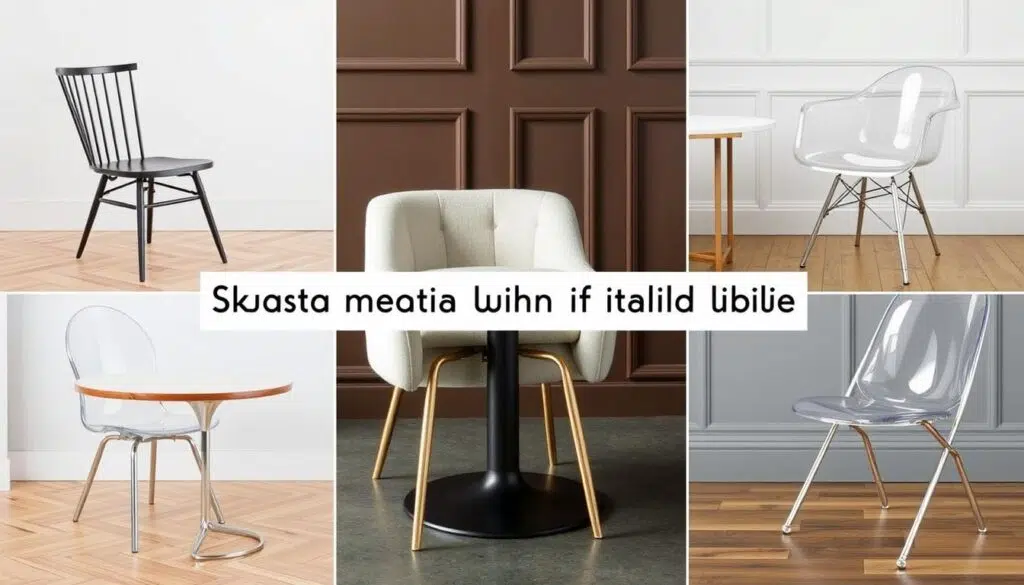 Collage van de vijf aanbevolen stoelstijlen voor ronde tafels, waaronder Scandinavische en industriële ontwerpen Collage van de vijf aanbevolen stoelstijlen voor ronde tafels, waaronder Scandinavische en industriële ontwerpen