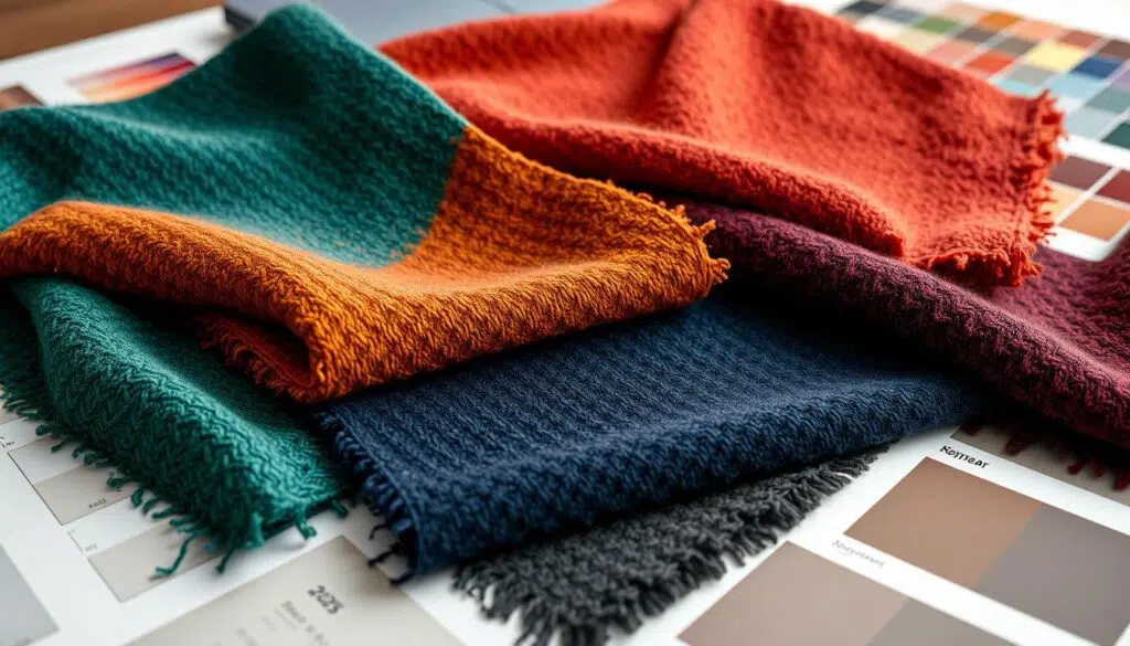 Collectie van gekleurde boucle stoffen in verschillende tinten voor 2025 Collectie van gekleurde boucle stoffen in verschillende tinten voor 2025