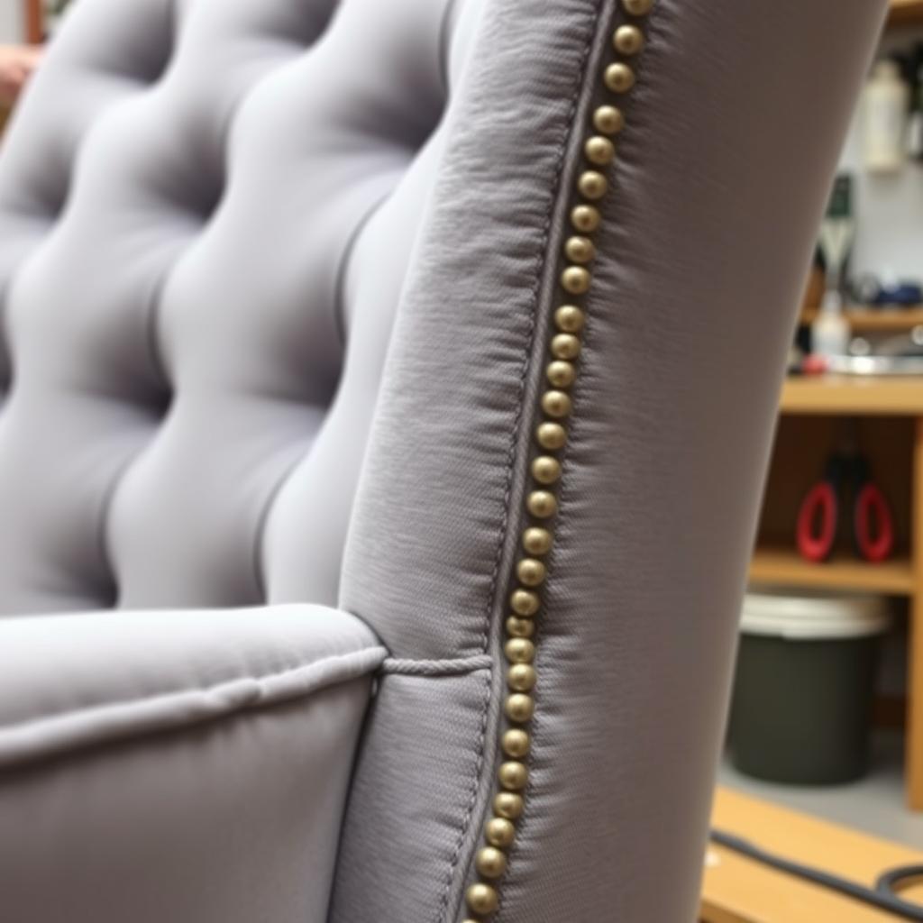 Complexe stofferingsdetails op een woonkamerstoel