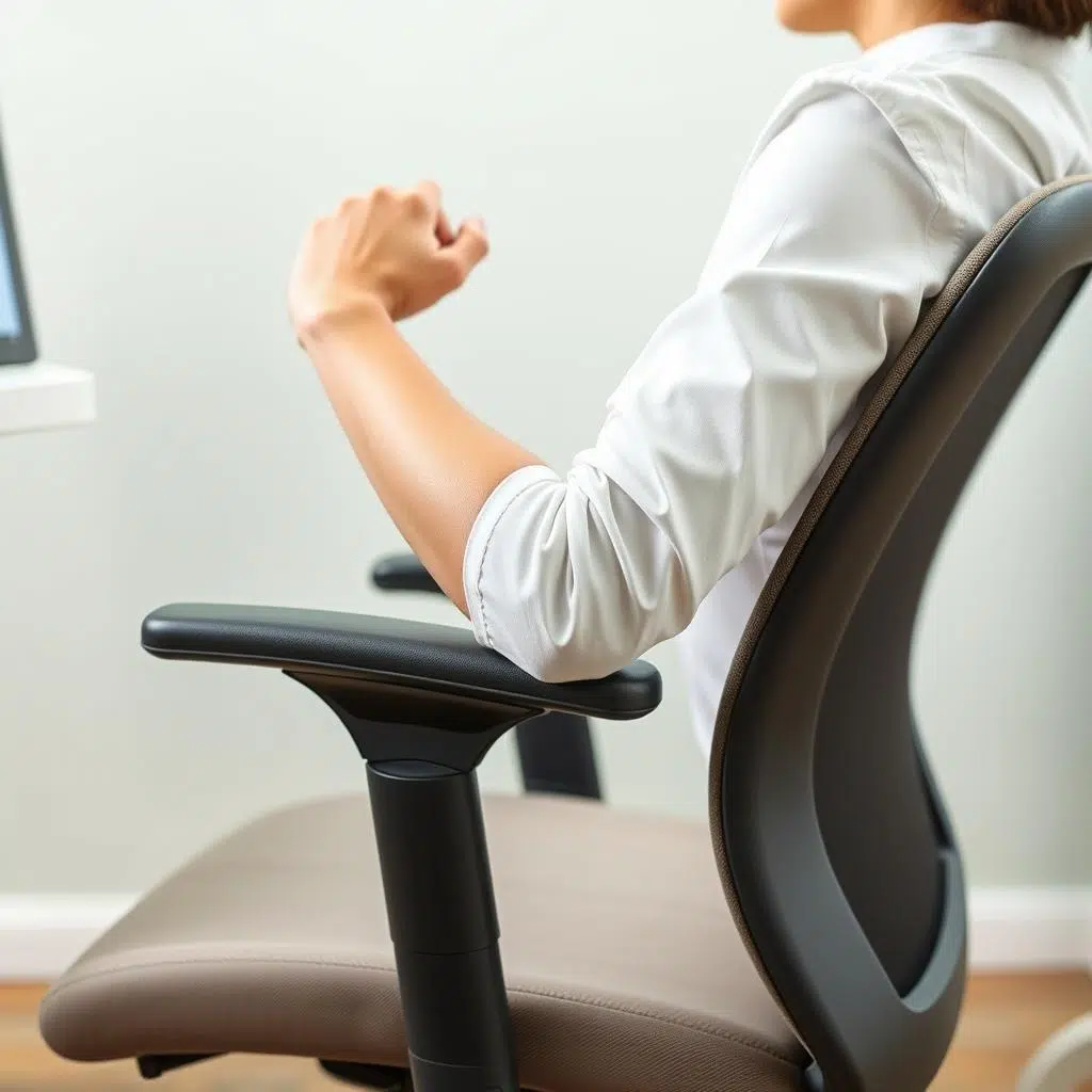 Correcte instelling van armleuningen op ellebooghoogte voor optimale ondersteuning Correcte instelling van armleuningen op ellebooghoogte voor optimale ondersteuning