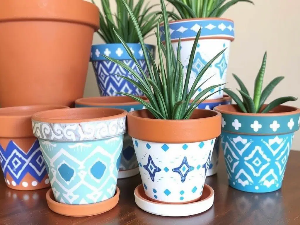 DIY geschilderde terracotta potten in Marokkaanse stijl