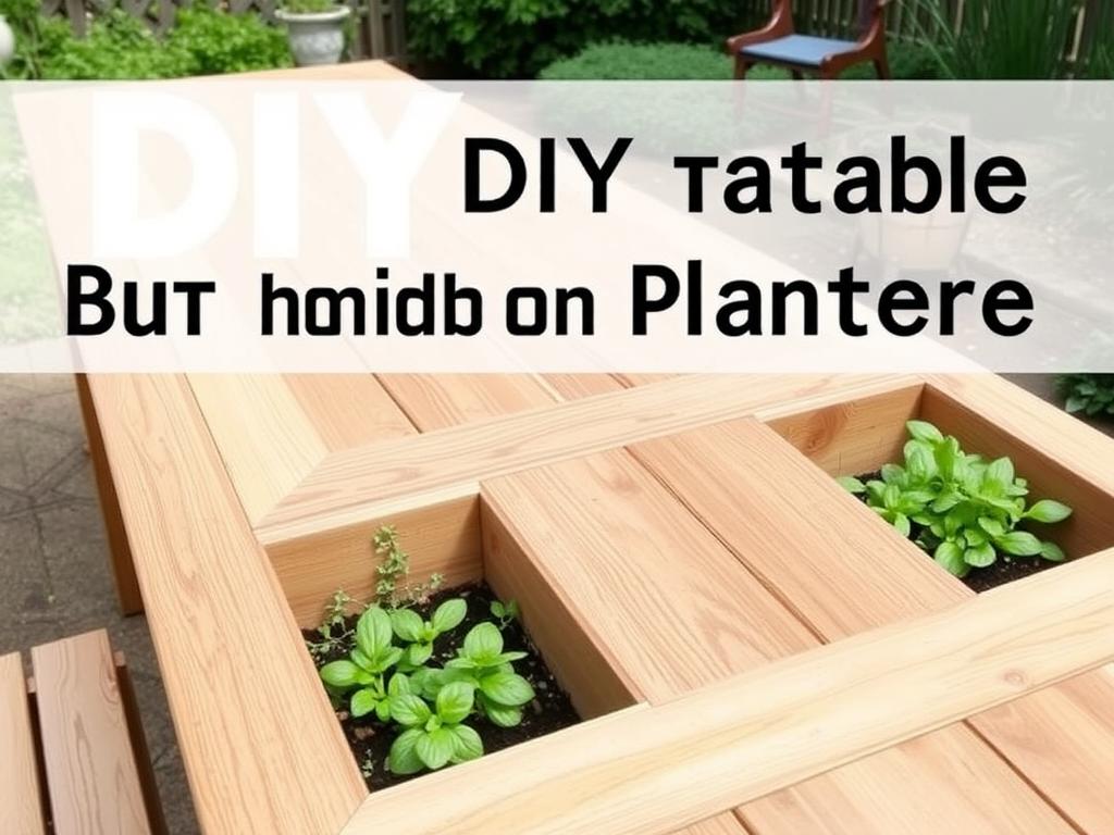 DIY ingebouwde plantenbakken in tuintafel in een Nederlandse tuin DIY ingebouwde plantenbakken in tuintafel in een Nederlandse tuin