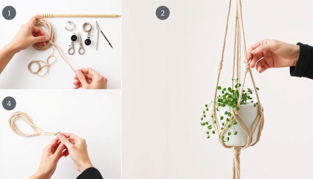 DIY macramé plantenhanger DIY macramé plantenhanger