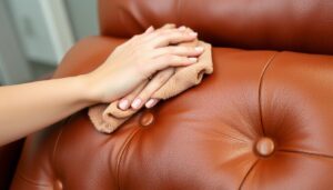 Dagelijks onderhoud van leren stoelen met een zachte doek