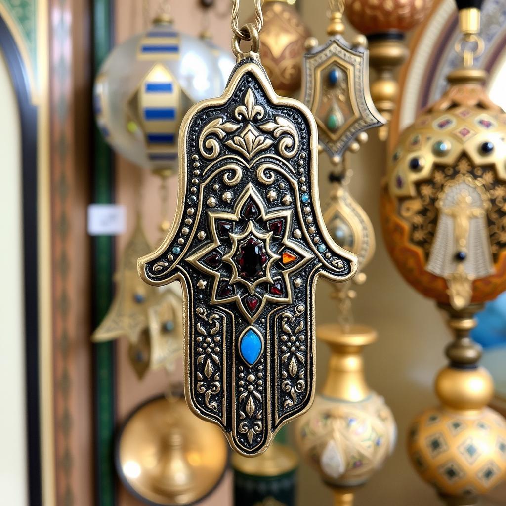 Decoratieve Hamsa (Hand van Fatima) in een interieur Decoratieve Hamsa (Hand van Fatima) in een interieur
