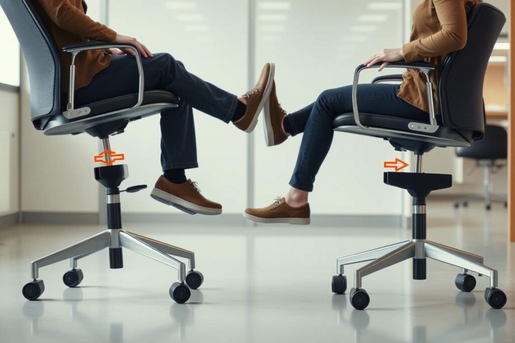 Demonstratie van kantelpreventie bij stoelen met vijf wielen Demonstratie van kantelpreventie bij stoelen met vijf wielen