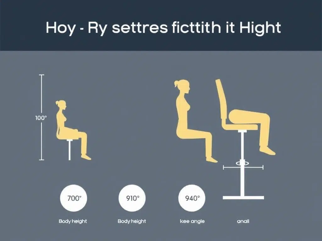 Diagram dat toont hoe lichaamslengte de ideale zithoogte beïnvloedt met fijne zithoogte markering Diagram dat toont hoe lichaamslengte de ideale zithoogte beïnvloedt met fijne zithoogte markering