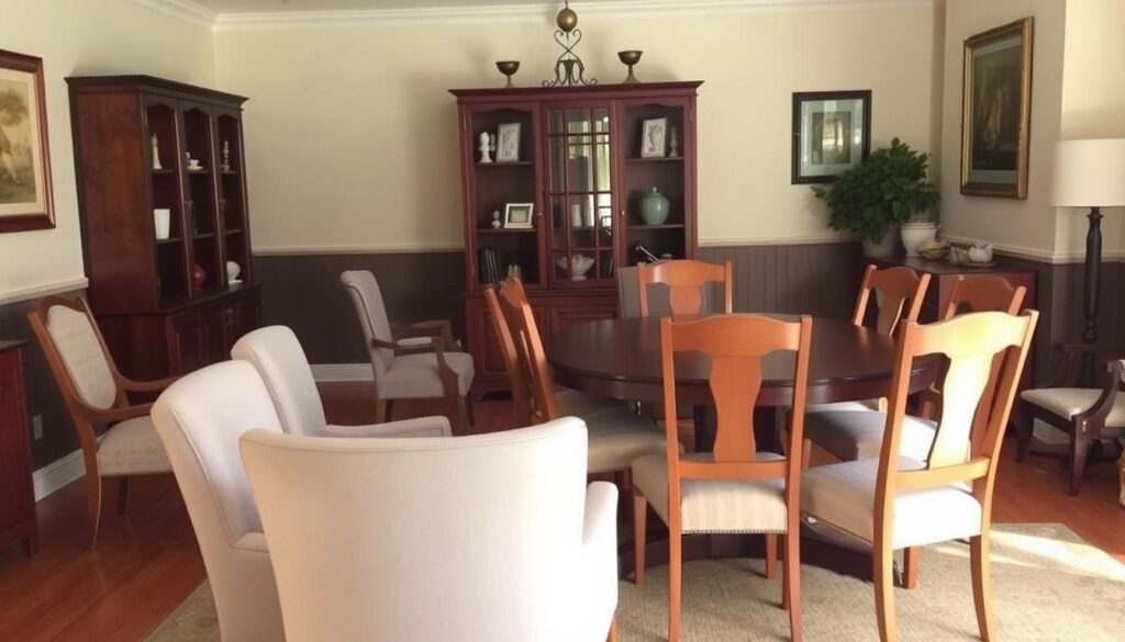Een gezellige eetkamer met een perfecte balans tussen comfort en ruimte dankzij goed gekozen stoelen Een gezellige eetkamer met een perfecte balans tussen comfort en ruimte dankzij goed gekozen stoelen