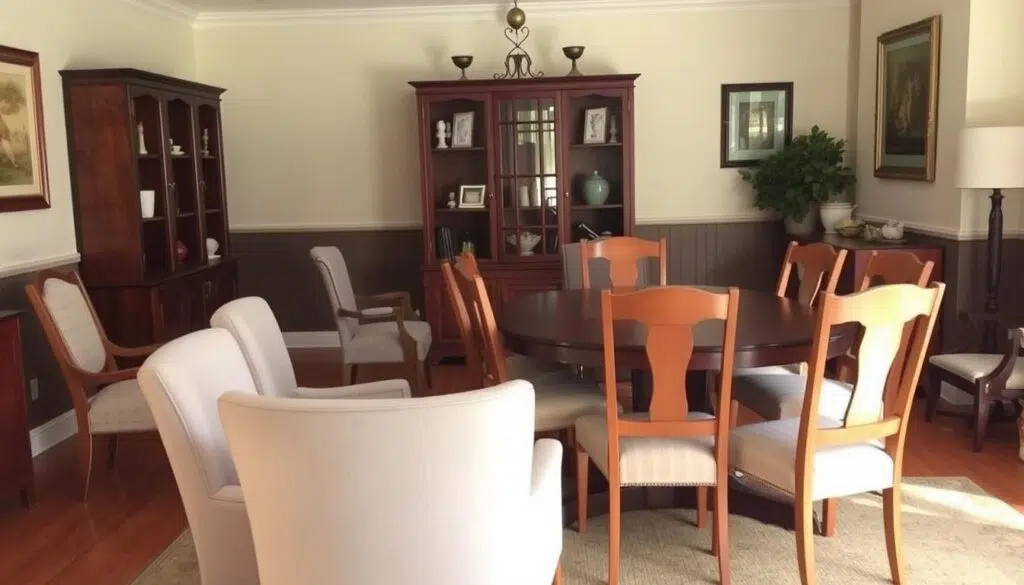 Een gezellige eetkamer met een perfecte balans tussen comfort en ruimte dankzij goed gekozen stoelen Een gezellige eetkamer met een perfecte balans tussen comfort en ruimte dankzij goed gekozen stoelen