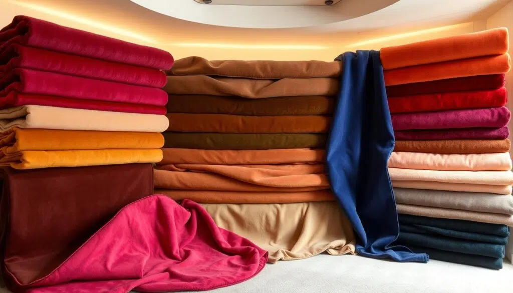 Een sfeervolle collectie van velvet stoffen in verschillende kleuren en texturen Een sfeervolle collectie van velvet stoffen in verschillende kleuren en texturen