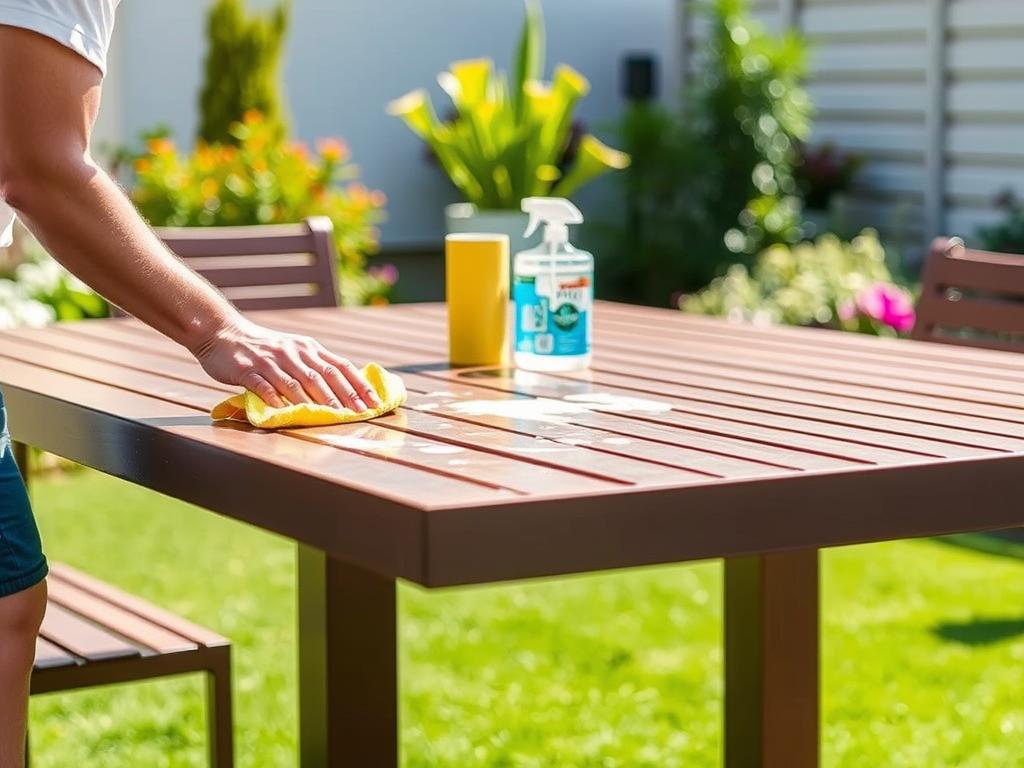 Eenvoudig onderhoud van een kunststof tuintafel