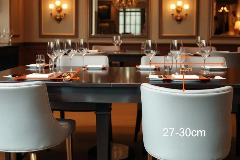 Eetkamerstoelen rond een eettafel met correcte zithoogte in verhouding tot de tafelhoogte Eetkamerstoelen rond een eettafel met correcte zithoogte in verhouding tot de tafelhoogte