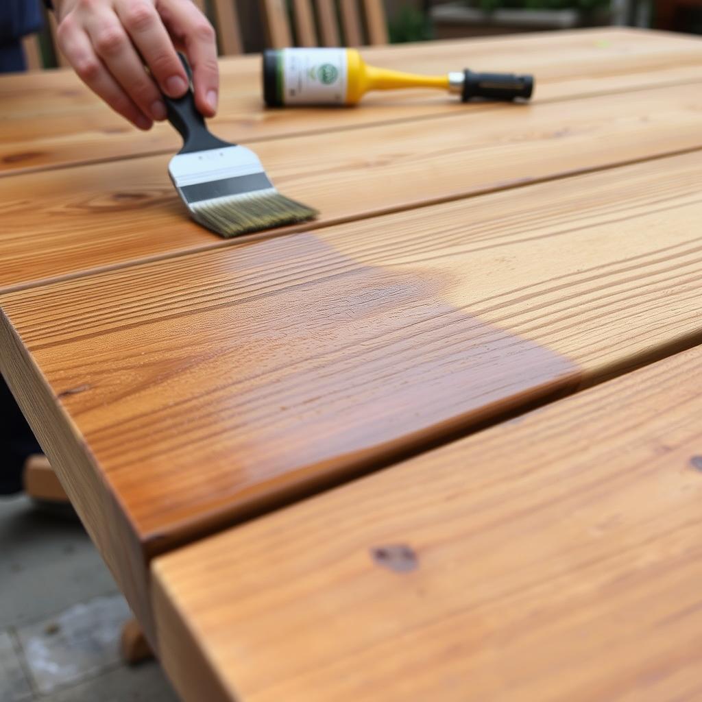 Eikenhouten tuintafel buitenbestendig maken met beits Eikenhouten tuintafel buitenbestendig maken met beits