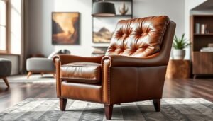 Elegante echte leren stoel in een modern interieur