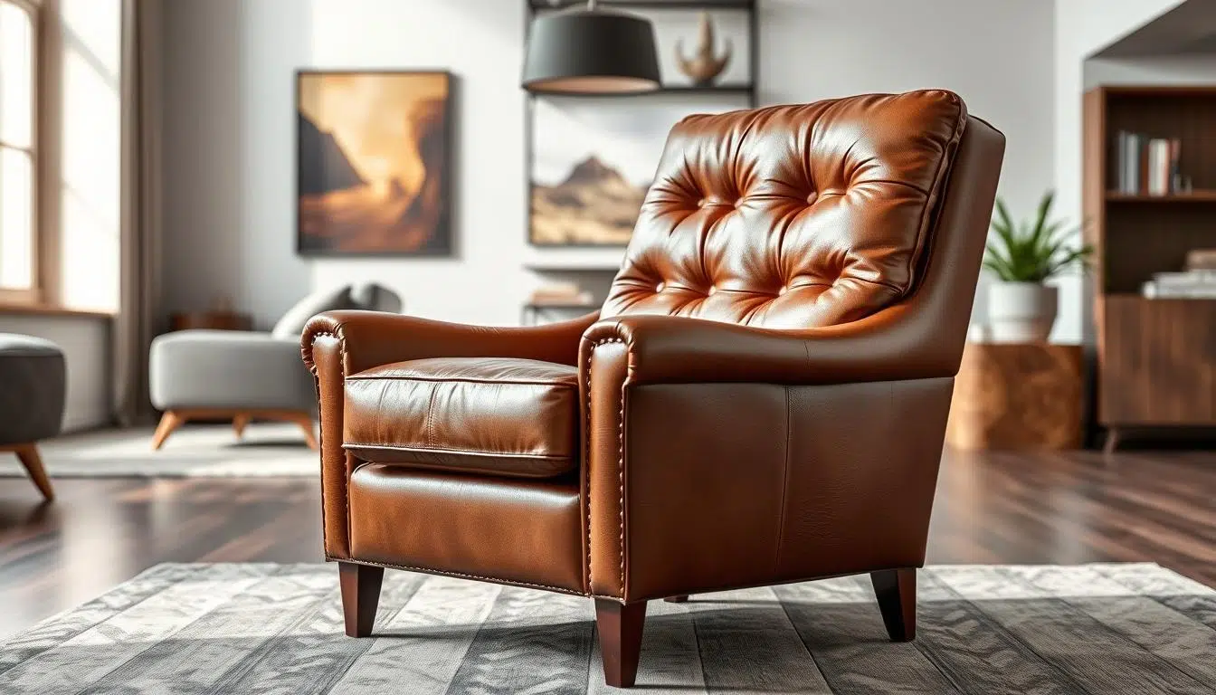 Elegante echte leren stoel in een modern interieur