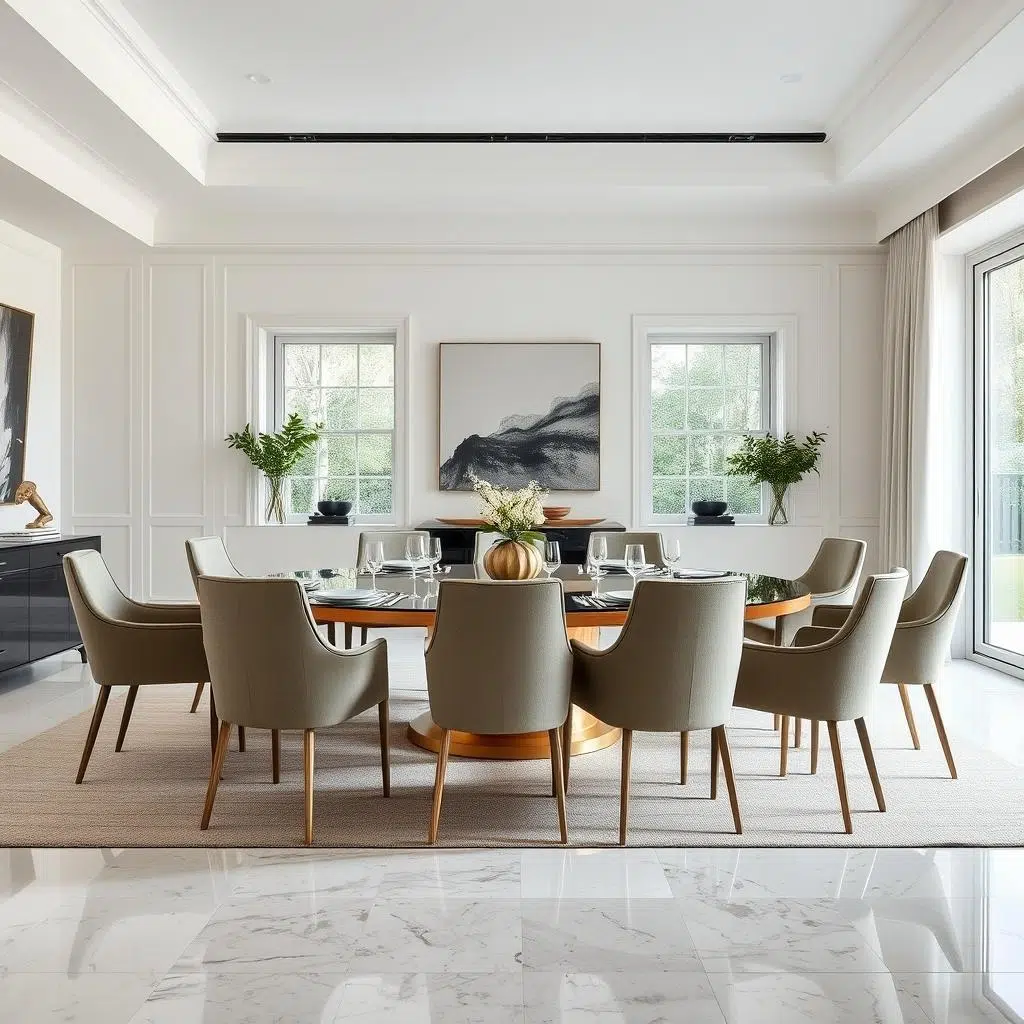 Elegante eetkamer rond een grote eettafel Elegante eetkamer rond een grote eettafel
