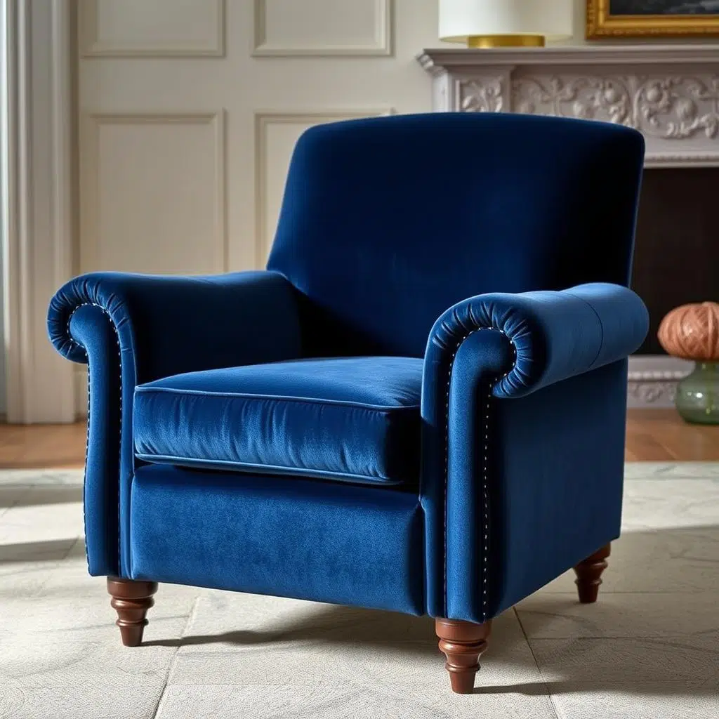 Elegante fluwelen fauteuil in donkerblauwe kleur Elegante fluwelen fauteuil in donkerblauwe kleur