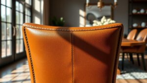 Elegante leren eetkamerstoel in een modern interieur