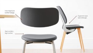 Ergonomische eetkamerstoel met juiste zithoogte en rugsteun voor optimaal comfort bij aankoop van een eetkamerstoel