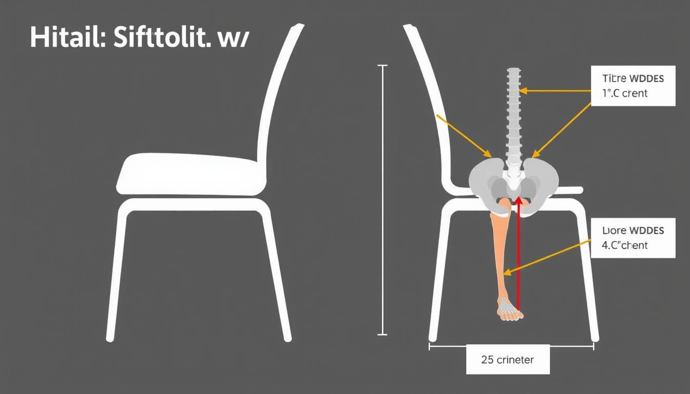 Ergonomische illustratie van de ideale zitbreedte voor een stoel met anatomische aanduidingen