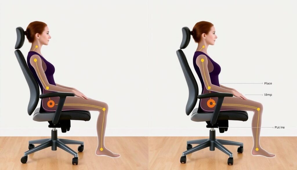 Ergonomische vergelijking tussen zitten op bureaustoelen