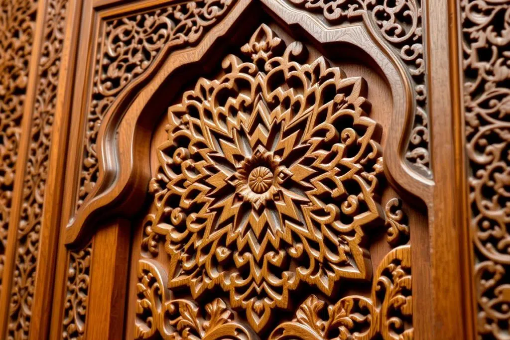 Gedetailleerd houtsnijwerk in een interieur