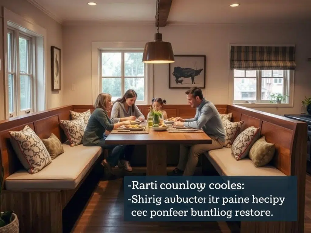 Gezellige eetkamerhoek met een comfortabele eetkamerbankje handig voor langdurig tafelen Gezellige eetkamerhoek met een comfortabele eetkamerbankje handig voor langdurig tafelen