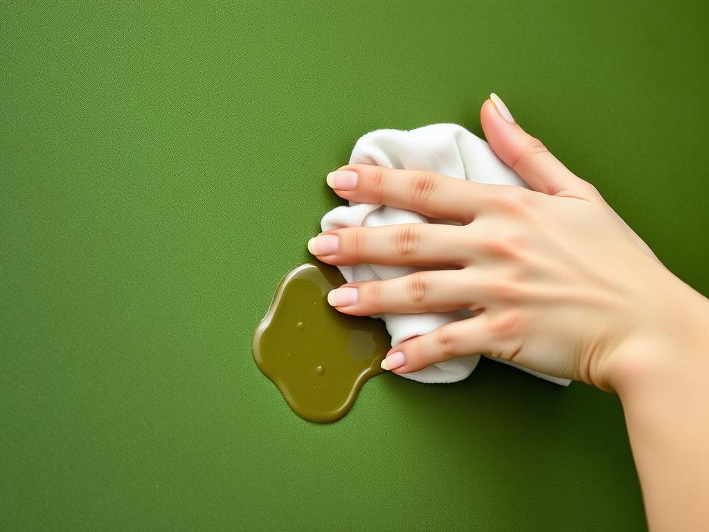 Het deppen van een verse vlek op fluweel met een schone doek Het deppen van een verse vlek op fluweel met een schone doek