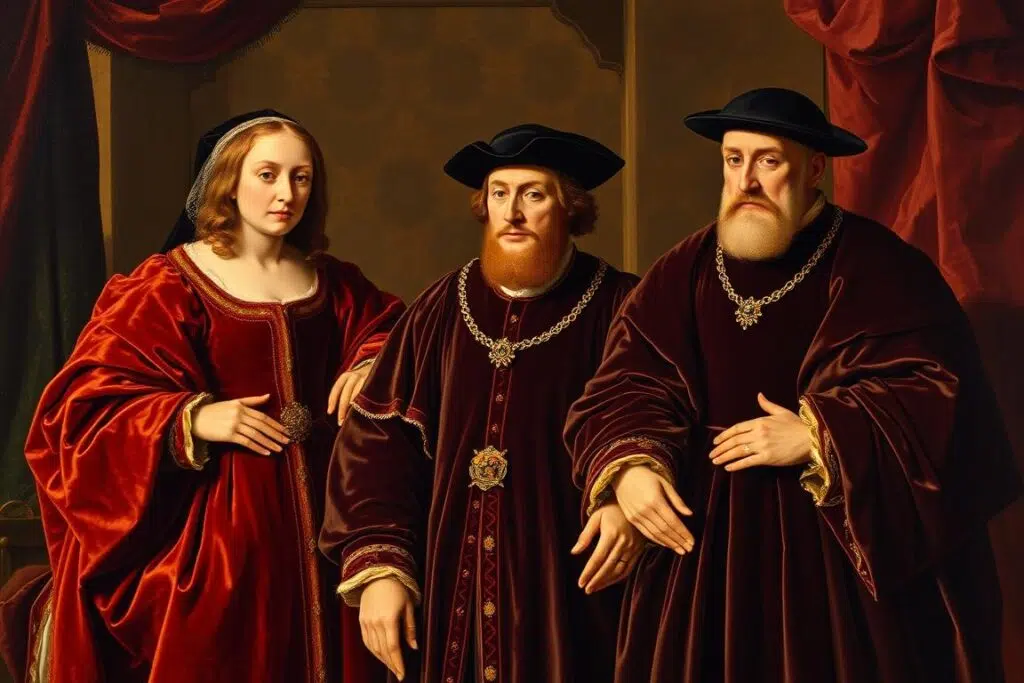Historisch portret met fluweel vs velvet kleding uit de renaissance periode Historisch portret met fluweel vs velvet kleding uit de renaissance periode